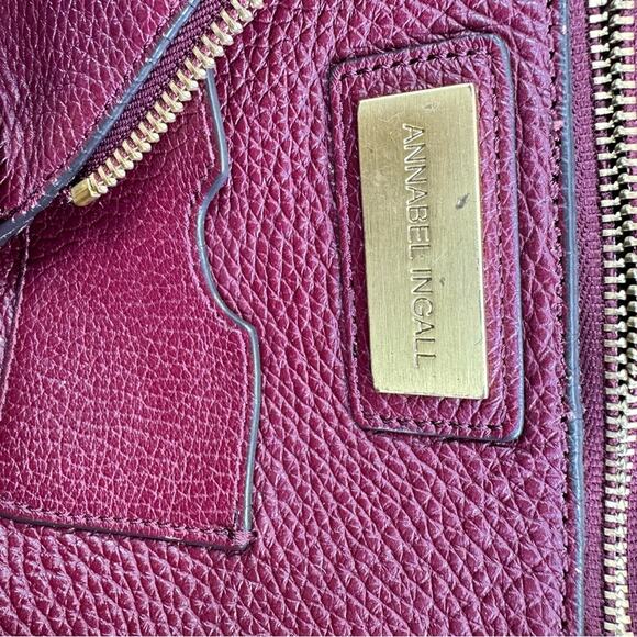 Annabel Ingall Isabella Purple Pebbled Leather Large Tote Satchel Bag - Picture 13 of 15